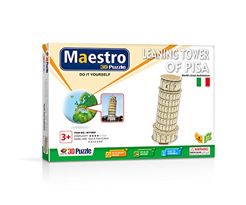 Puzzle 3D Torre Inclinada de Pisa - 50 Piezas - Tamaño montado: 25 x 10 x 11 cms