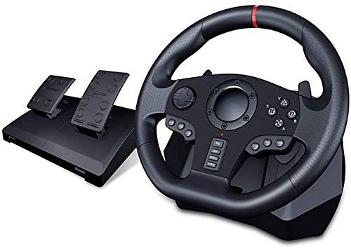 QDY PC Racing Wheel, Universal USB Car Sim Volante de Carrera de 270/900 Grados con Pedales