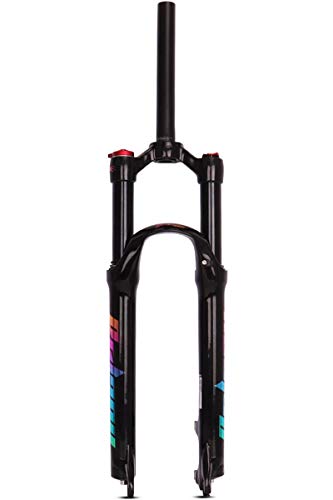 QHY Horquilla De Suspensión Ultraligera 26" 27.5" 29" Air MTB Bicicleta SuspensiÓn De La Fork QR 9 * 100mm Etiqueta Negra/Color 1-1-8” (Color : Black, Size : 26inch)