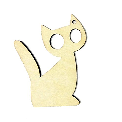 regalo colgante hölzerne regalo Tags Kitten gato Forma Craft – Colgador para bodas Vino Decoración Halloween 10pcs