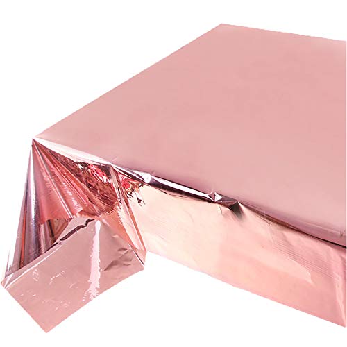 Reofrey 2 Paquetes De Lámina De Oro Rosa Mantel De Mesa, Adecuado para La Decoración De La Mesa del Banquete Festivo 54x 108 Pulgadas Mantel De Fiesta De Plástico Brillante