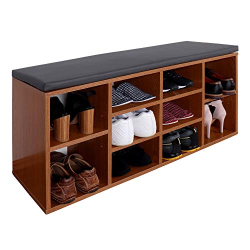 RICOO WM033-ER-A Banco Zapatero 104x49x30cm Armario Interior con Asiento Organizador Zapatos Mueble recibidor Perchero Madera Roble rústico RICOO WM033-ER-A Banco Zapatero 104x49x30cm Armario Interior con Asiento Organizador Zapatos Mueble recibidor Perchero Madera Roble rústico
