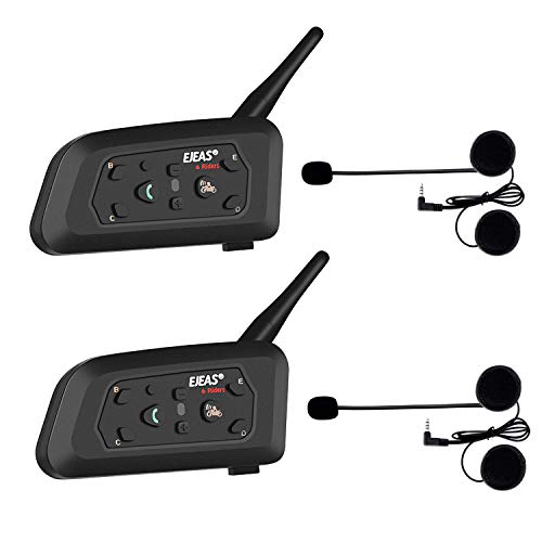 runhua 2 Piezas V6 Pro 1200M Auriculares Intercomunicador Moto, Buletooth Manos Libres Moto con Control Avanzado de Ruido, Intercomunicador Casco Moto para 6 Motoristas