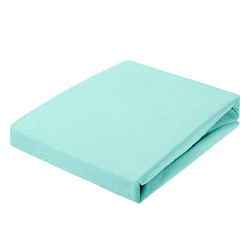 Sábana Bajera de Rizo, tamaño de 90 x 200 hasta 200 x 220 hasta 30 cm, Altura en Muchos Colores, 80% algodón, 200 g/m², Fabricada en UE, Oeko-Tex 100 (Turquesa, 90 x 200 cm) Sábana Bajera de Rizo, tamaño de 90 x 200 hasta 200 x 220 hasta 30 cm, Altura en Muchos Colores, 80% algodón, 200 g/m², Fabricada en UE, Oeko-Tex 100 (Turquesa, 90 x 200 cm)
