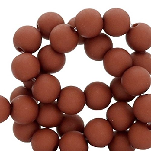 Sadingo Perlas de acrílico marrón, perlas de plástico mate noble, 8 mm, 100 unidades, para hacer joyas, enhebrar perlas, color nogal