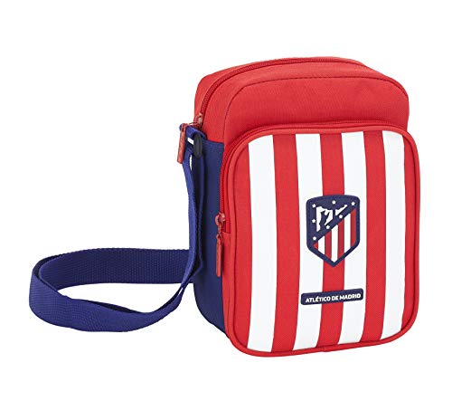 Safta Equipaje para niños Bandolera de Atlético de Madrid Oficial con Bolsillo Exterior, Rojo/Blanco, 16 x 22 x 6