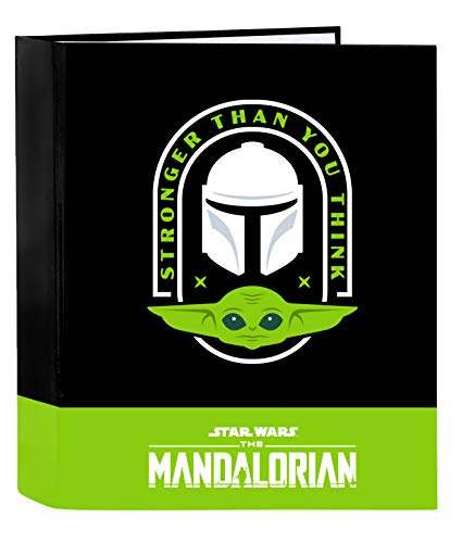 Safta- The Mandalorian Carpeta de Folio 4 Anillas, Color Negra/Verde flúor, 320x140x440 mm (512041657)