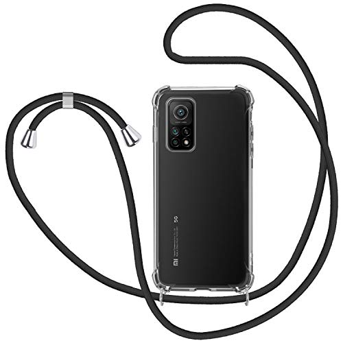 SAMCASE Funda con Cuerda para Xiaomi Mi 10T 5G/ 10T Pro 5G, Carcasa Transparente TPU Suave Silicona Case con Correa Colgante Ajustable Collar Correa de Cuello Cadena Cordón - Negro SAMCASE Funda con Cuerda para Xiaomi Mi 10T 5G/ 10T Pro 5G, Carcasa Transparente TPU Suave Silicona Case con Correa Colgante Ajustable Collar Correa de Cuello Cadena Cordón - Negro