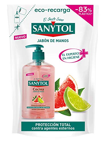 Sanytol - Eco Recarga de Jabón de Manos de Cocina con Protección Total Contra Agentes Externos - Envase de 200 ml