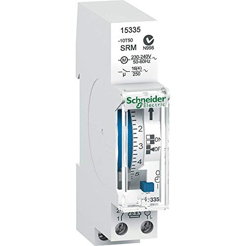 Schneider Electric 15335 Acti9 IH Conmutador Horario Analógico, 24h, 66mm x 90mm x 18mm