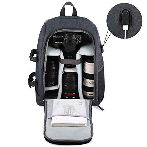 Selighting Mochila Fotográfica Multifunción y Impermeable para Cámaras Réflex Digital SLR Lentes Trípode Flash Laptop Portátil Canon Nikon Sony Drone y Accesorios (Gris-2)