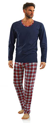 Sesto Senso Pijama Hombre Largo Inverno Clásico Algodon 2 Piezas Ropa De Dormir Conjunto Camisa Manga Larga Pantalones Largos L Granat WALDI