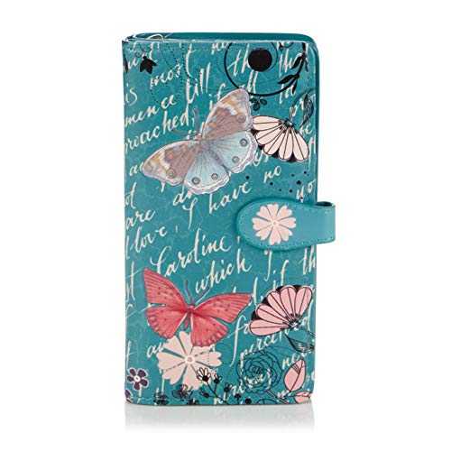 Shagwear - Monederos para Mujeres jóvenes: (Floral de la Mariposa de la Vendimia terquesa/Vintage Butterfly Floral Teal)