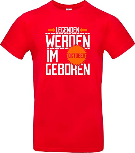Shirtstown Camiseta de Niño Legenden Werden en Octubre Nacido - Rojo, 152