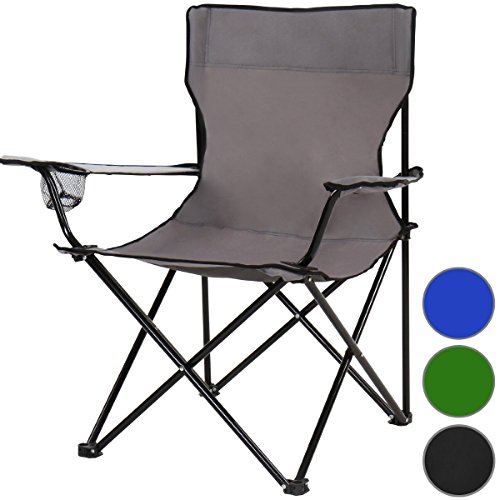 Silla plegable con reposapiés para acampada y pesca, color azul / verde, Negro , Ohne Fußstütze