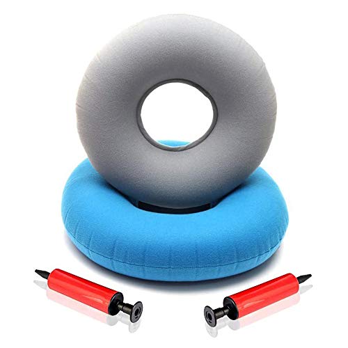 Simon Lee Woodham 2 Piezas Cojín de Anillo Inflable Cojín de Anillo Inflable, con 2 Bombas, Cojín de Asiento Donut, para Hemorroides Dolor de Cóccix Postnatal En El Automóvil de La Oficina En Casa