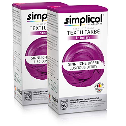 Simplicol Kit de Tinte Textile Dye Intensive Rojo: Colorante para Teñir Ropa, Tejidos y Telas Lavadora, Contiene Fijador para Colorante Líquido, Anti Alérgeno, No Destiñe, Seguro para su Lavadora