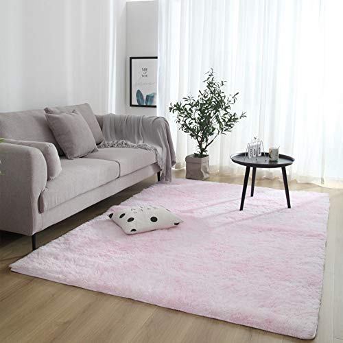 SKRCOOL Super Soft Indoor Area Rug Modern Shaggy Carpet Silky Fluffy Anti-Manta De Piel De Patín para Decoración para Niños En La Sala De Estar del Dormitorio-Rosa 100x200cm