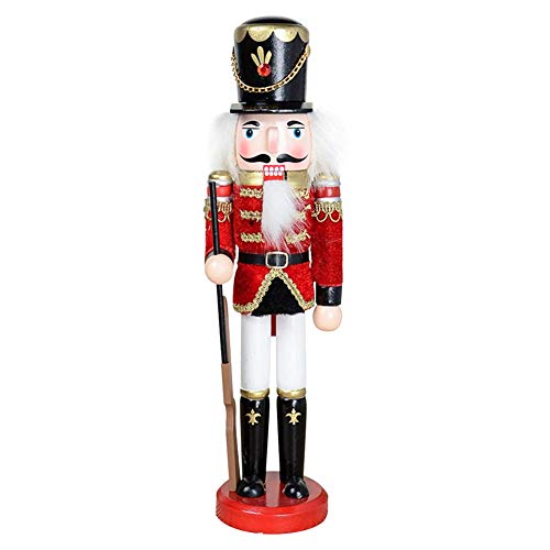 Soldado Cascanueces de Madera, Viva Figuras de Soldado Madera Modelo de Cascanueces Ornamentos de Artesanía de Cascanueces para Navidad, 30 cm de Alto, con Soporte