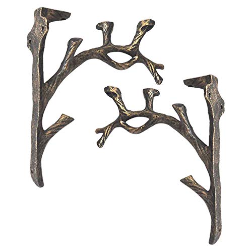 Soporte Para Estanterías Vintage (2 Piezas), Hierro Fundido, Forma De Rama, Hacer Lo Viejo, Soporte De Triángulo Decorativo Creativo, Escuadras Para Estanterias Libros De Pared, Estante De Flores