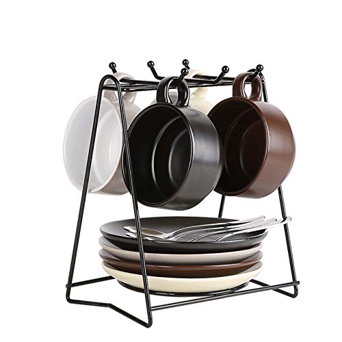 Ssrsgyp Conjunto De Emisiones De Bebidas De Porcelana De 8 Piezas 10 OZ Coffee Tazas Y Platillos Conjuntos con Cucharas Y Stand Colorido Combi Conjunto para El Hogar, Restaurantes Ssrsgyp Conjunto De Emisiones De Bebidas De Porcelana De 8 Piezas 10 OZ Coffee Tazas Y Platillos Conjuntos con Cucharas Y Stand Colorido Combi Conjunto para El Hogar, Restaurantes
