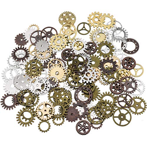 Surtido antiguo Steampunk engranajes encantos reloj reloj rueda engranaje para hacer a mano, colores mezclados (100 gramos)