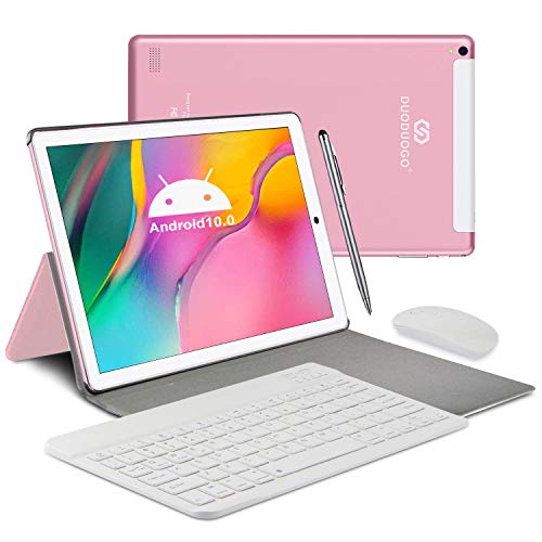 Tableta 10 Pulgadas, Android 10.0 Tablet PC, 4GB RAM y 64GB Memoria, Pantalla IPS HD, Quad-Core 1.5 GHz, WiFi, Dual SIM, Cámara, Netflix, Bluetooth, OTG, 8000 mAH, Certificado por Google GMS -Rosa