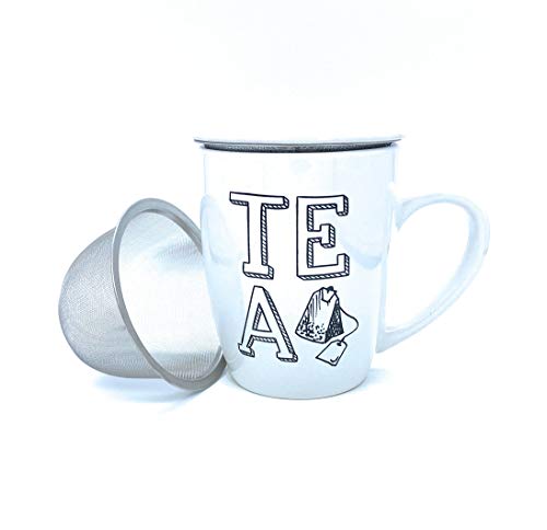 Taza porcelana con filtro tea timel 2 modelos- mide 12,5 x 11 x 8,5 cm aprox. 1 UNIDAD ALEATORIA