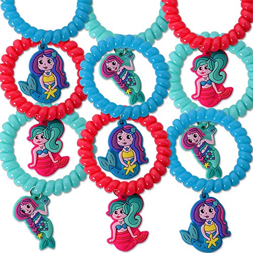 TE-Trend 9 unidades de pulsera en espiral de sirena, sirena, sirena, Nixe, pulsera en espiral, para niños y niñas, regalo multicolor