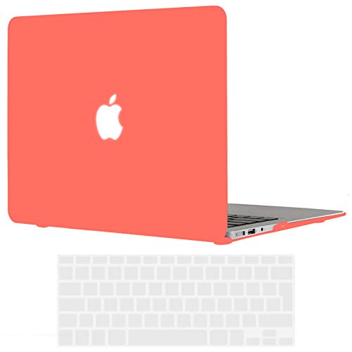 TECOOL Funda MacBook Air 13 Pulgadas (Versión: 2010-2017, Modelo: A1466 / A1369), Delgado Cubierta Plástico Dura Case Carcasa con Tapa del Teclado para MacBook Air 13.3 Pulgada - Coral Naranja