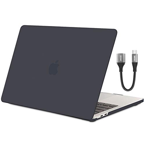 TECOOL Funda para MacBook Pro 13 2016-2020 (Modelo: A2338 M1/ A2289/A2251/A2159/A1706/A1708/A1989), Cubierta Plástico Dura Case Carcasa y Adaptador USB C para MacBook Pro 13 Touch Bar - Negro Claro