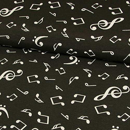 Tela decorativa con notas musicales bailando en negro, tela de lona, decoración – precio por 0,5 metros Tela decorativa con notas musicales bailando en negro, tela de lona, decoración – precio por 0,5 metros