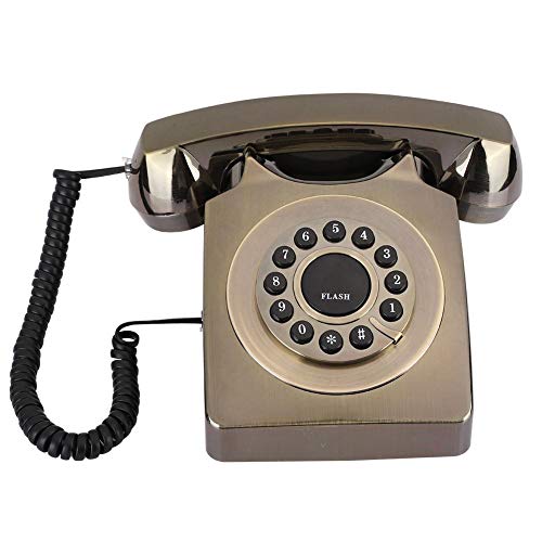 Teléfono Fijo Vintage, teléfono de Escritorio Multifuncional Chapado en Bronce con Tono de Llamada, Aspecto Retro Exquisito, teléfono clásico Vintage para Oficina en casa(Bronce)
