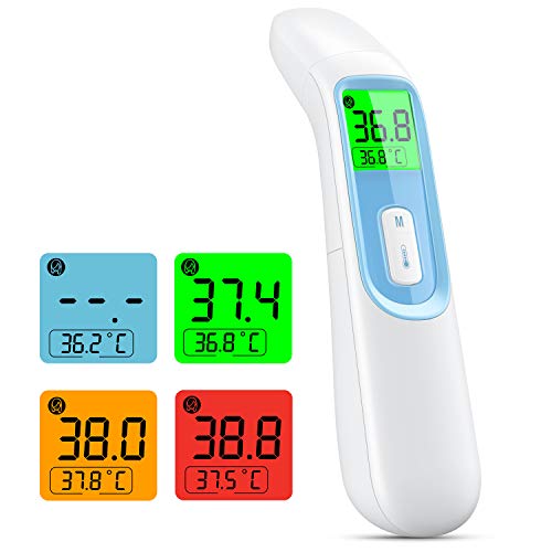 Termometro Infrarrojos 4 en 1 Termómetro infrarrojo de frente para adultos con alarma y función digital de almacenamiento sin contacto adecuado para adultos y niños