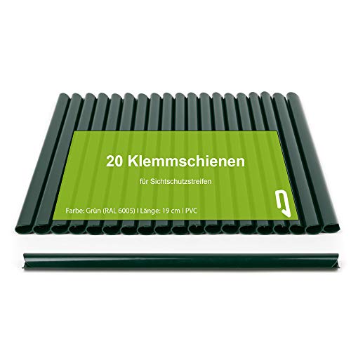 TerraUno - Rieles de sujeción para tiras de protección visual premium - 20 unidades de color verde I Clips de fijación I PVC