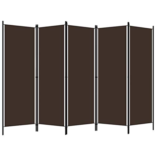 Tidyard Biombo Divisor de 5 Paneles Biombo Separador Plegable para Habitación Dormitorio Marrón 250x180 cm