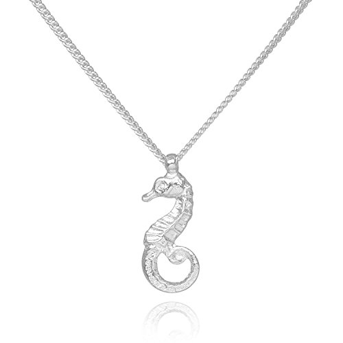 TomShot Berlin 16ke0213s - Collar de plata con colgante de caballito de mar para mujer, latón bañado en plata, longitud de la cadena variable 41,5-46 cm