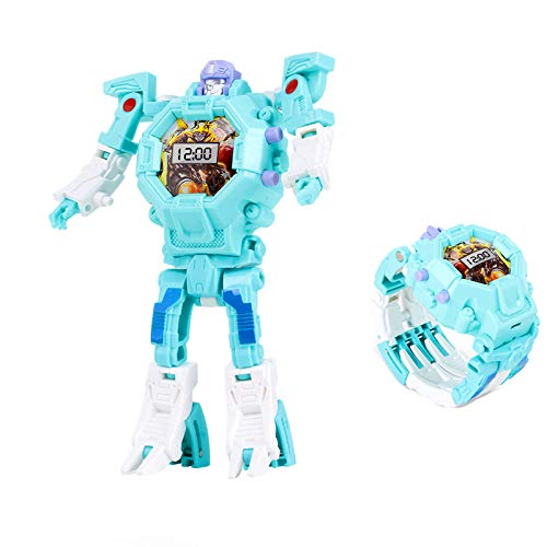 Transform Toys Robot Watch 3 en 1 Projection Kids Reloj Digital Deformation Robot Toys para niños niñas Regalos (Azul)