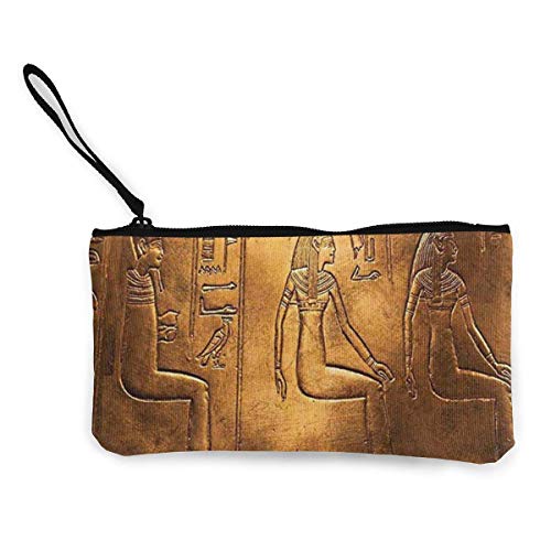 Trista Bauer Imagen del Antiguo Egipto Monedero de Lona con Personalidad de Moda Linda con Cremallera Bolsa de Maquillaje con Correa para la muñeca Bolsa de teléfono en Efectivo 8.5 X 4.5 Pulgadas