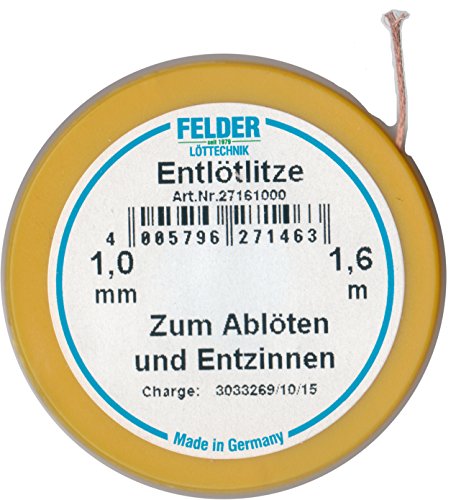 Unbekannt 27161000 Felder 27161000-Hilo de desoldar, 1,60 m, 1,00 mm de ancho Unbekannt 27161000 Felder 27161000-Hilo de desoldar, 1,60 m, 1,00 mm de ancho