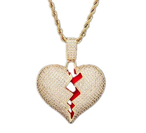Urbanice Collar Colgante Corazón Roto Diamantes (Trap)