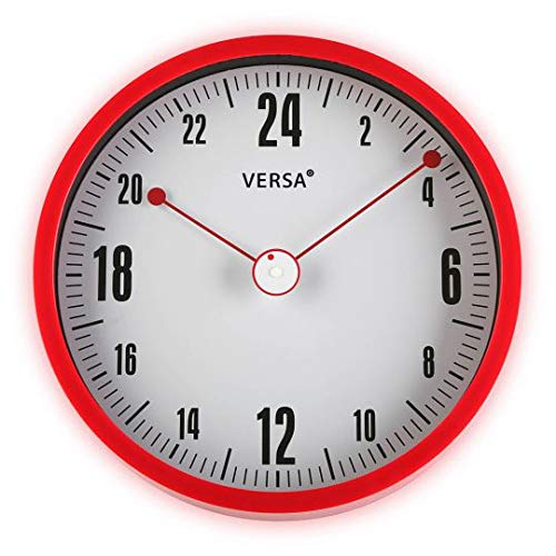 Versa 20900017 Reloj de cocina de pared, Aluminio, Blanco-Rojo,30cm diámetro