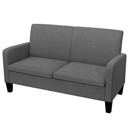 vidaXL Sofá 2 Plazas Tela 135x65x76 cm Gris Oscuro Asiento Silla Sillón Mueble