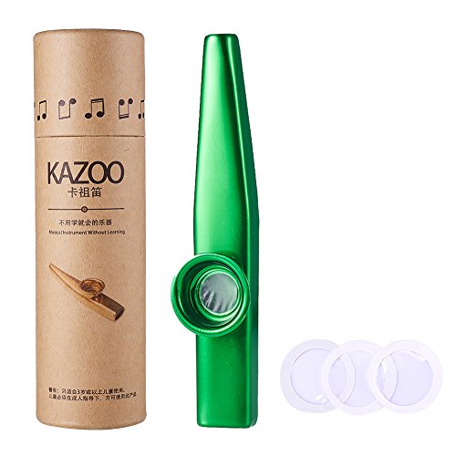 WANDIC Kazoo de aleación de Aluminio Kazoos de Boca de diafragma de Flauta de 3 membranas con Caja de Regalo Vintage, Verde