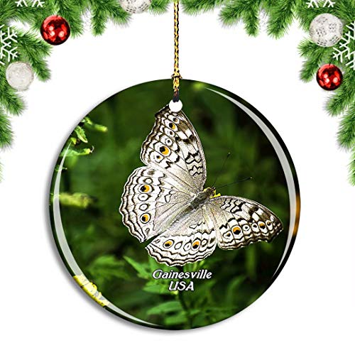 Weekino Estados Unidos América Gainesville Butterfly Rainforest Decoración de Navidad Árbol de Navidad Adorno Colgante Ciudad Viaje Colección de Recuerdos Porcelana 2.85 Pulgadas