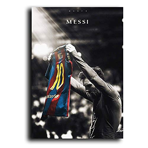 WENYOG Cuadro En Lienzo Fútbol Sport Star Lionel Messi Retro Poster Impresiones Fútbol Jugador de fútbol Lona Pintura Habitación Ilustración de Arte de la Pared Decoración del hogar Cuadros