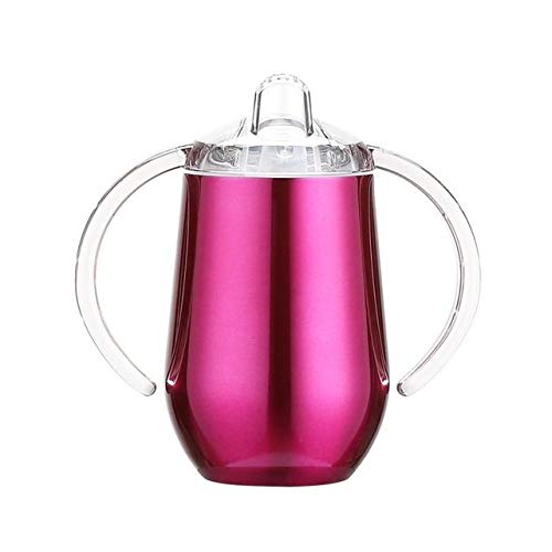 WESET Chupete Copas 304 Botellas de Acero Inoxidable de Agua del Vaso del Huevo Tazas de Vidrio con Aislamiento Segura Leche Taza de Sippy (Capacity : 10oz, Color : 10oz Baby Cup J)