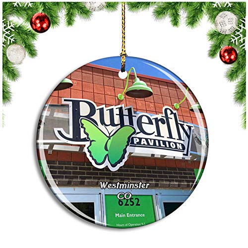 Westminster Butterfly Colorado Estados Unidos Decoración de Navidad Árbol de Navidad Adorno Colgante Ciudad Viaje Colección de Recuerdos Porcelana 2.85 Pulgadas