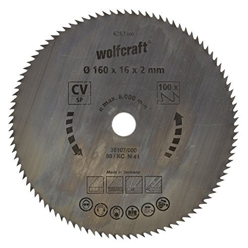 Wolfcraft 6267000 - Disco de sierra circular CV, 100 dient., serie azul Ø 160 x 16 x 2 mm
