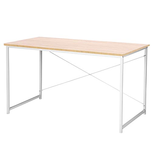 WOLTU Escritorio de Computadora Muebles de Oficina Mesa de PC Mesa de Oficina Ordenador con Diseño Industrial, Madera y Acero 120x60x70cm Roble+Blanco TSB08hei